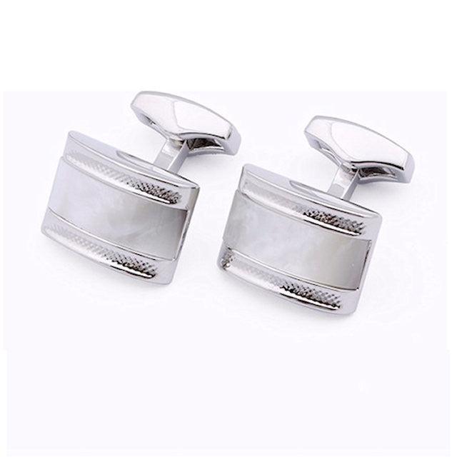 Theodore Sodalite and  Mother Of Pearl D- Shape Cufflinks - Theodore Designs