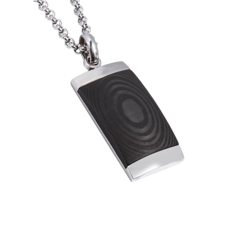 Theodore Solid Carbon Fiber and Stainless Steel Dog Tag Pendant - Theodore Designs
