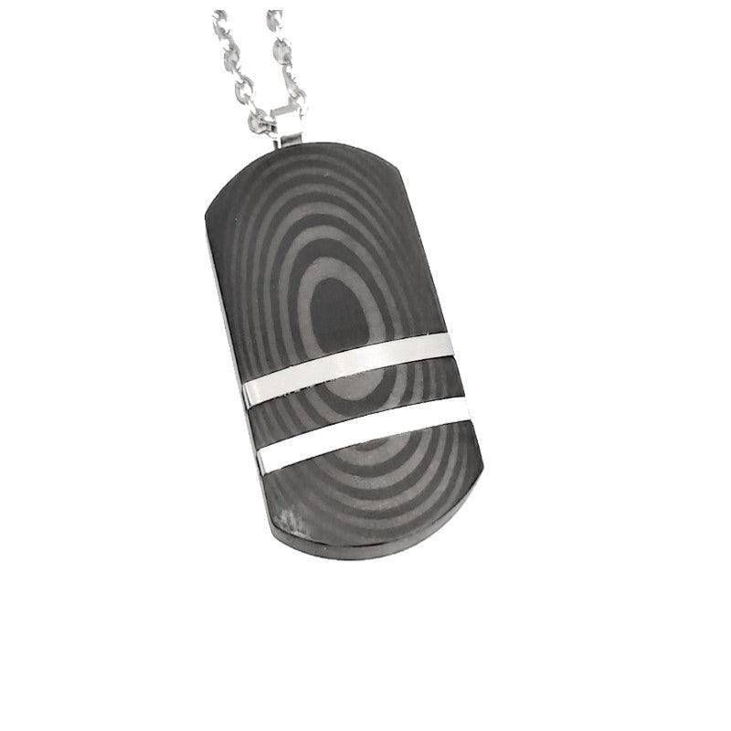 Theodore Stainless Steel  and Carbon Fiber Dog Tag Pendant - Theodore Designs