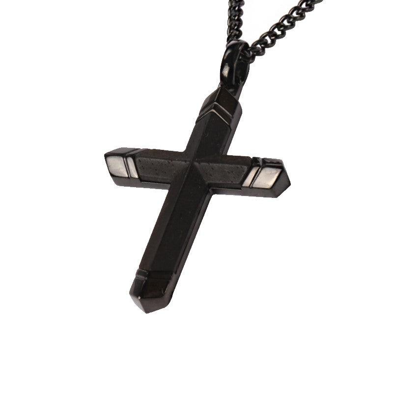 Theodore Stainless Steel and Ebony Wood  Men's Cross Pendant - Theodore Designs