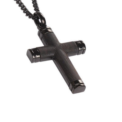 Theodore Stainless Steel and Ebony Wood  Men's Cross Pendant - Theodore Designs