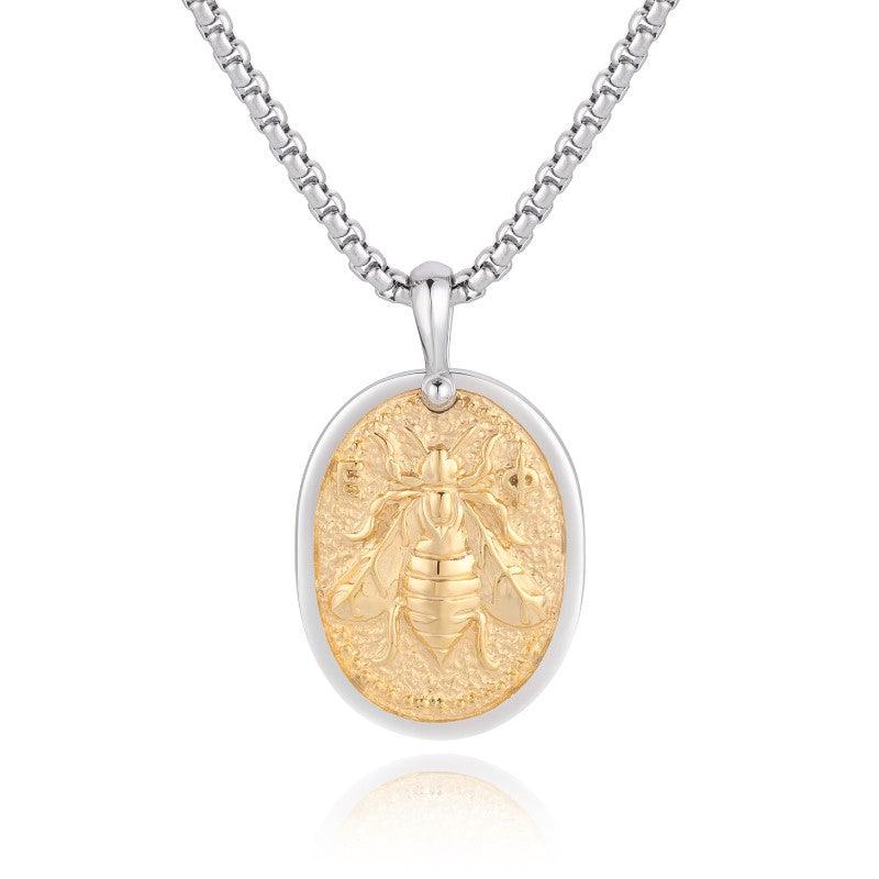 Theodore Stainless Steel and Gold Honey Bee Pendant - Theodore Designs
