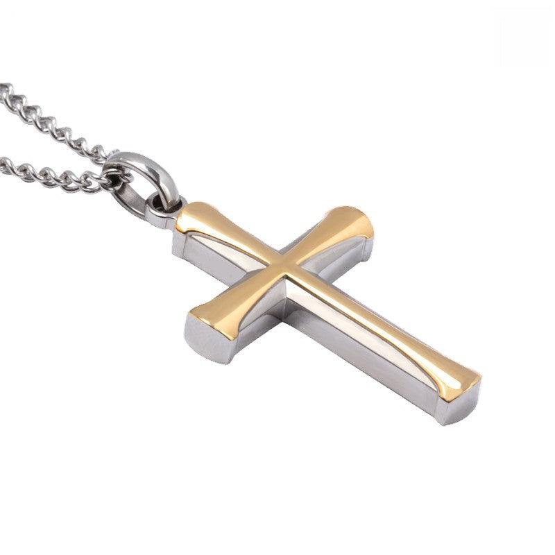 Theodore Stainless Steel and Gold  Men's Cross Pendant - Theodore Designs