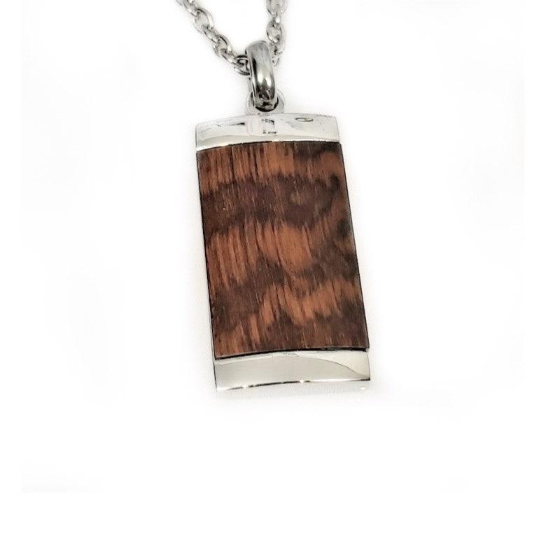 Theodore Stainless Steel  and Tiger Wood Pendant - Theodore Designs