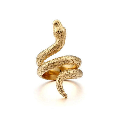 Theodore Stainless Steel Gold Snake Ring - Theodore Designs