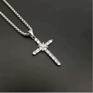 Theodore Stainless Steel Iced Crystal Cross Pendant - Theodore Designs