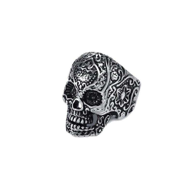 Stainless Steel Men's Gothic Flower Skull  RingTheodore 316L Stainless Steel Men's Skull  Ring
Elevate your style with this bold 316L Stainless Steel Men's Skull  Ring. Featuring a matte finish and Black IP PlatiStainless Steel RingsT.M.JTheodore Men's JewelryStainless Steel Men's Skull Ring