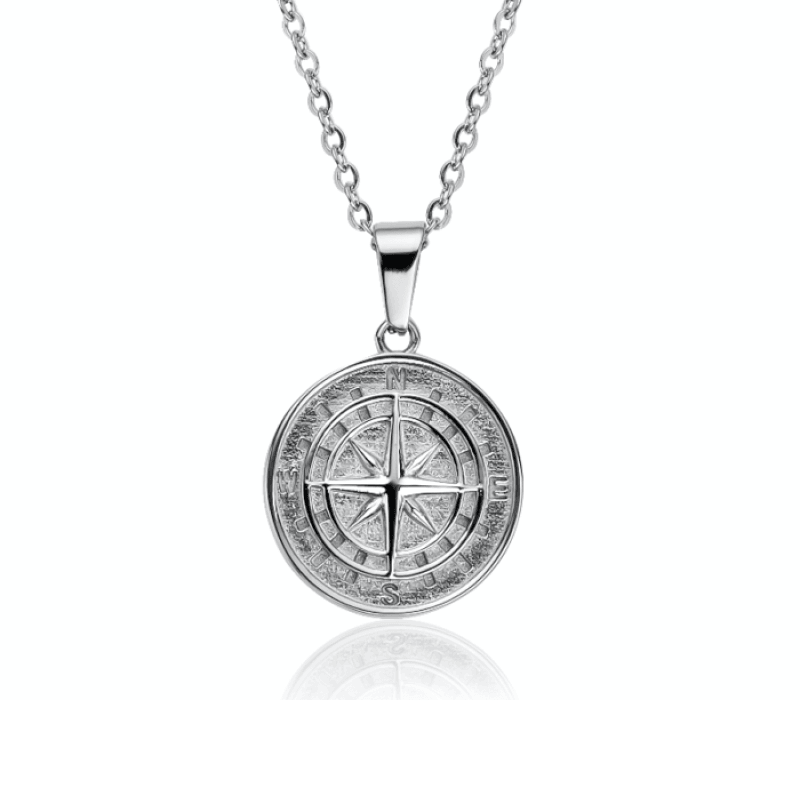 Theodore Stainless Steel North Star Compass Pendant and Chain Necklace - Theodore Designs