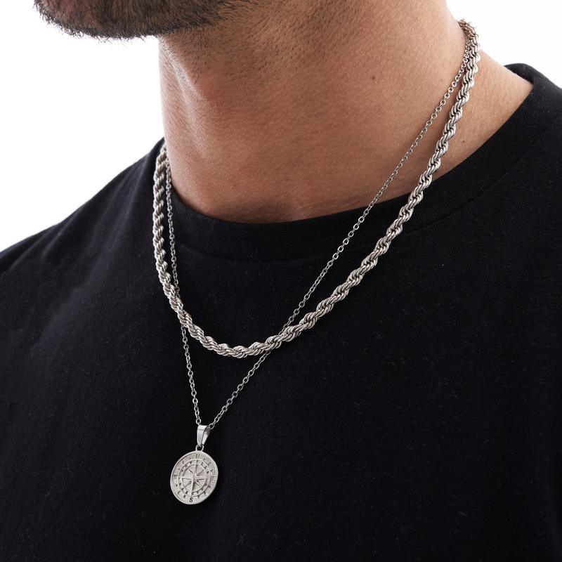 Theodore Stainless Steel North Star Compass Pendant and Chain Necklace - Theodore Designs