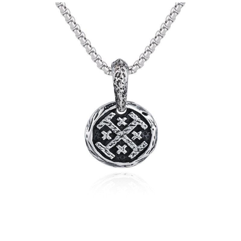 Theodore Stainless Steel or Gold Plated Jerusalem Cross Coin Pendant - Theodore Designs
