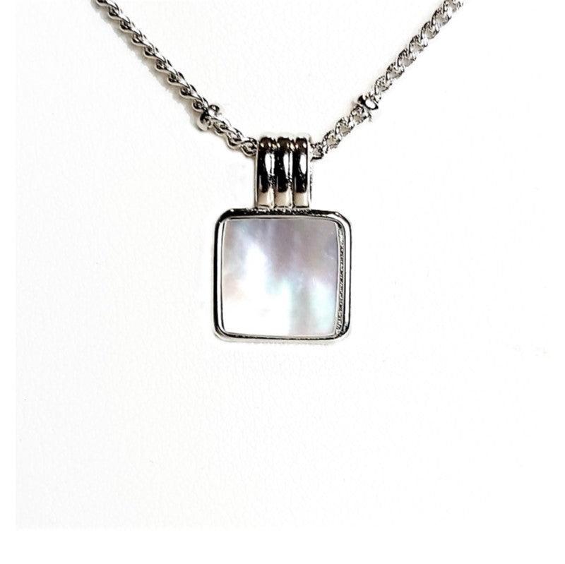 Theodore Stainless Steel Shell Square Pendant - Theodore Designs