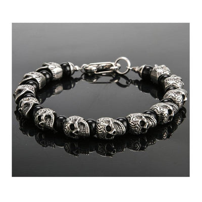 Theodore Stainless Steel Skull and Natural Stone Beads Bracelet - Theodore Designs
