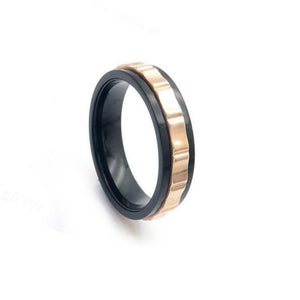 Theodore Stainless Steel Spinner Black IP and Gold Ring - Theodore Designs