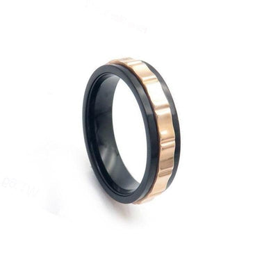 Theodore Stainless Steel Spinner Black IP and Gold Ring - Theodore Designs