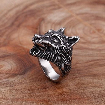 Theodore Stainless Steel Wolf Head Pattern  Ring - Theodore Designs