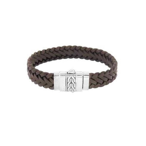 Theodore Sterling Silver Bracelet With Brown Leather - Theodore Designs