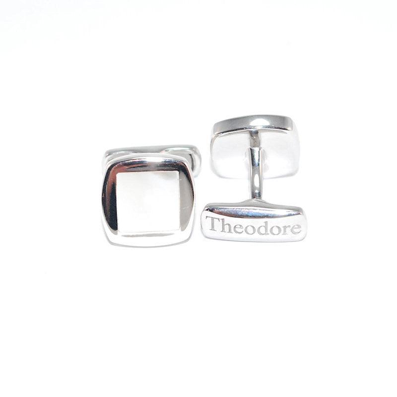 Theodore Sterling Silver Inlay  Mother of Pearl Cufflinks - Theodore Designs