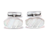 Theodore Sterling Silver Oval Mother of Pearl Cufflinks
