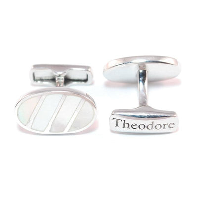 Theodore Sterling Silver Oval Mother of Pearl Cufflinks - Theodore Designs