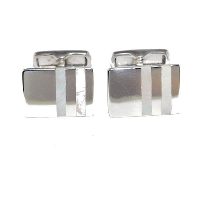 Theodore Sterling Silver Rectangle Mother of Pearl Cufflinks - Theodore Designs