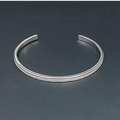 Theodore Sterling Silver White Sapphires Cuff Bangle - Theodore Designs