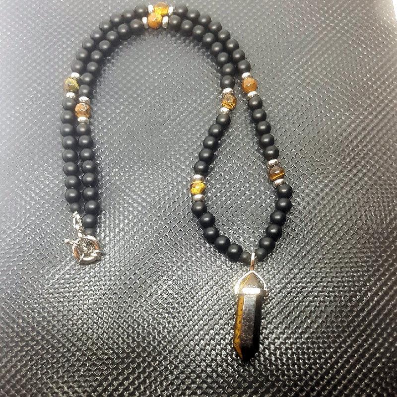 Theodore Tiger Eye and Agate Pendant Necklace - Theodore Designs
