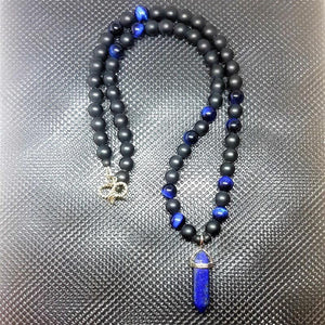 Theodore Tiger Eye Onyx and Lapis Lazuli Pendent Necklace - Theodore Designs