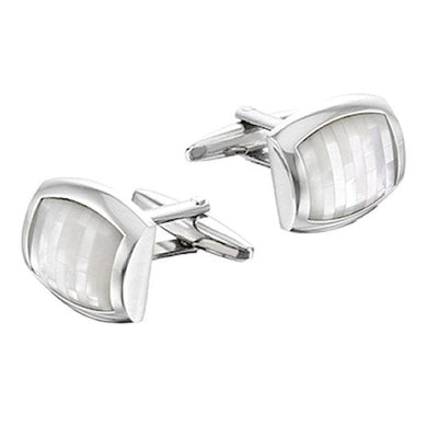 Theodore Tile Mother Of Pearl D- Shape Cufflinks - Theodore Designs