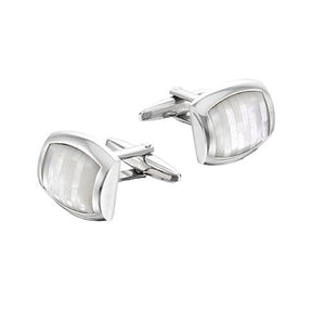 Theodore Tile Mother Of Pearl D- Shape Cufflinks - Theodore Designs