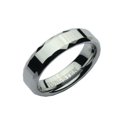 Theodore Tungsten Carbide Faceted Edge Ring Band - Theodore Designs