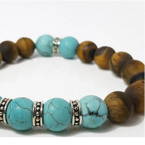 Theodore Turquoise and Tiger Eye Beaded Bracelet - Theodore Designs