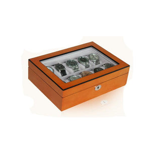 Theodore Wooden Yellow Oak Watch box with Ivory Velvet  Case - Theodore Designs