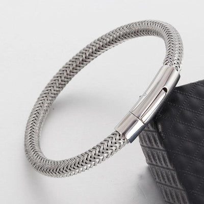 Theodore Woven Stainless Steel Bracelet with Steel Clasp - Theodore Designs