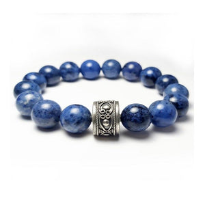 Natural Dumotierite with Bali Silver Bead Bracelet - Theodore Designs