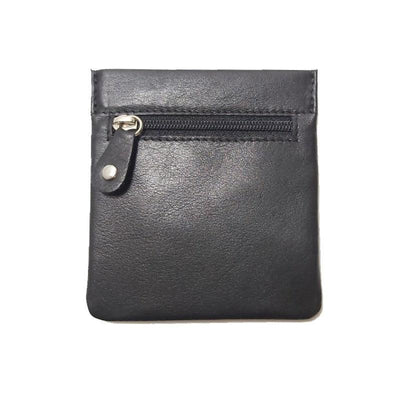 David Aster Black Leather Coin Pouch - Theodore Designs
