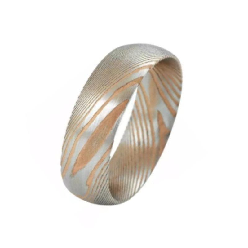 Theodore Damascus steel comfort fit matte finish top ring - Theodore Designs
